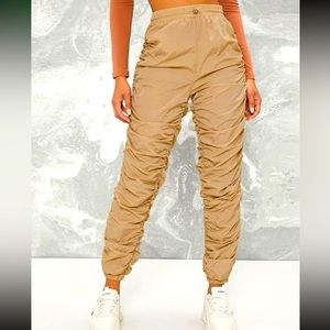 Runched Toggle Drawstring Windbreaker Stacked Pants